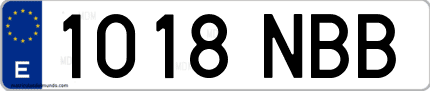 Ejemplo de matrícula de coche ordinaria 1018 NBB