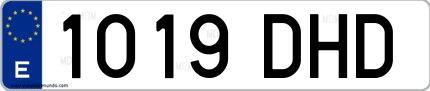 Ejemplo de matrícula española 1019 DHD