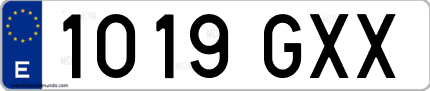 Ejemplo de matrícula de coche ordinaria 1019 GXX