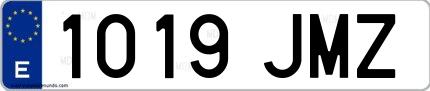 Ejemplo de matrícula española 1019 JMZ