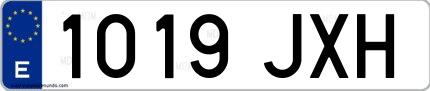 Ejemplo de matrícula española 1019 JXH