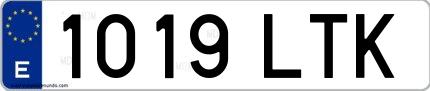 Ejemplo de matrícula española 1019 LTK