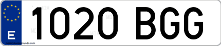 Ejemplo de matrícula de coche ordinaria 1020 BGG