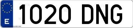 Ejemplo de matrícula española 1020 DNG