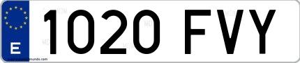 Ejemplo de matrícula española 1020 FVY