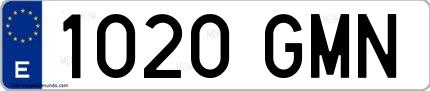 Ejemplo de matrícula española 1020 GMN