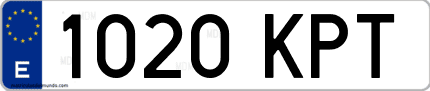 Ejemplo de matrícula de coche ordinaria 1020 KPT