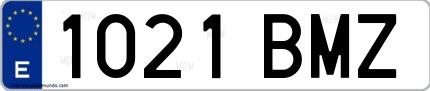 Ejemplo de matrícula española 1021 BMZ