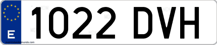 Ejemplo de matrícula de coche ordinaria 1022 DVH