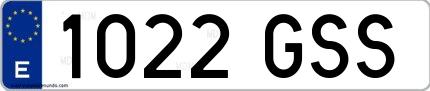 Ejemplo de matrícula española 1022 GSS