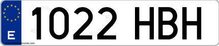 Ejemplo de matrícula de coche ordinaria 1022 HBH
