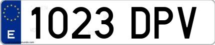 Ejemplo de matrícula española 1023 DPV