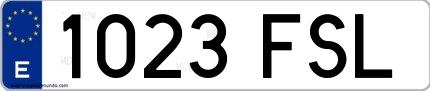 Ejemplo de matrícula española 1023 FSL