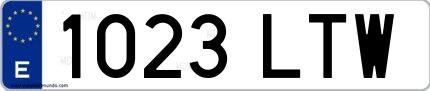 Ejemplo de matrícula española 1023 LTW