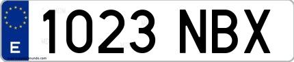 Ejemplo de matrícula española 1023 NBX