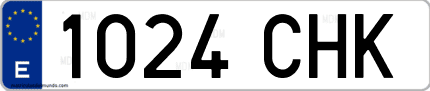 Ejemplo de matrícula de coche ordinaria 1024 CHK
