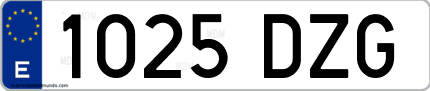 Ejemplo de matrícula de coche ordinaria 1025 DZG