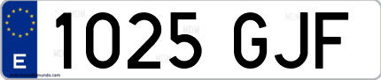Ejemplo de matrícula de coche ordinaria 1025 GJF