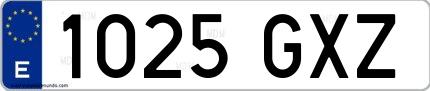 Ejemplo de matrícula española 1025 GXZ