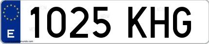 Ejemplo de matrícula española 1025 KHG