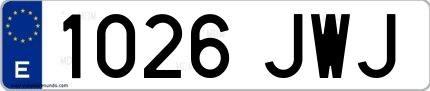 Ejemplo de matrícula española 1026 JWJ
