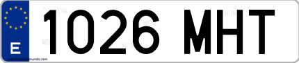Ejemplo de matrícula de coche ordinaria 1026 MHT
