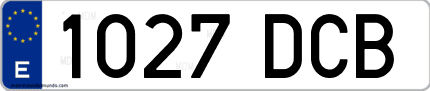 Ejemplo de matrícula de coche ordinaria 1027 DCB