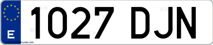 Ejemplo de matrícula de coche ordinaria 1027 DJN