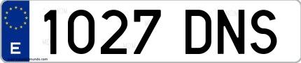 Ejemplo de matrícula española 1027 DNS
