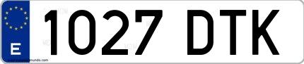 Ejemplo de matrícula española 1027 DTK