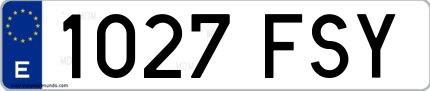 Ejemplo de matrícula española 1027 FSY