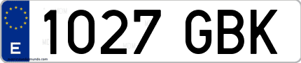 Ejemplo de matrícula de coche ordinaria 1027 GBK