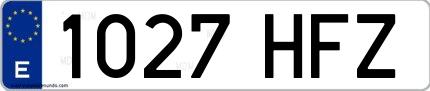 Ejemplo de matrícula española 1027 HFZ