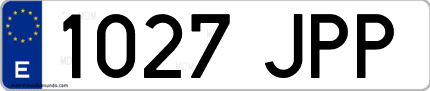 Ejemplo de matrícula de coche ordinaria 1027 JPP
