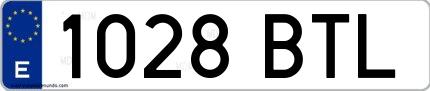 Ejemplo de matrícula española 1028 BTL