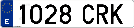 Ejemplo de matrícula de coche ordinaria 1028 CRK