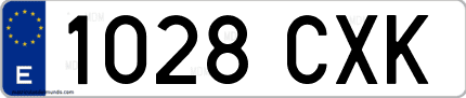 Ejemplo de matrícula de coche ordinaria 1028 CXK