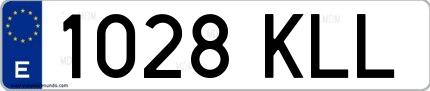 Ejemplo de matrícula española 1028 KLL