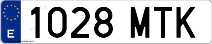 Ejemplo de matrícula española 1028 MTK