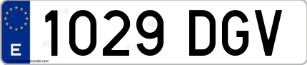 Ejemplo de matrícula de coche ordinaria 1029 DGV