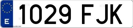 Ejemplo de matrícula de coche ordinaria 1029 FJK
