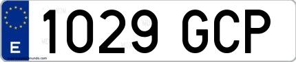 Ejemplo de matrícula española 1029 GCP