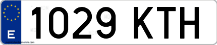 Ejemplo de matrícula de coche ordinaria 1029 KTH