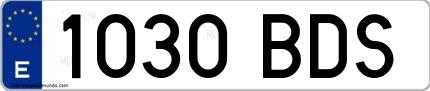 Ejemplo de matrícula española 1030 BDS