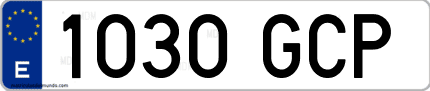 Ejemplo de matrícula de coche ordinaria 1030 GCP