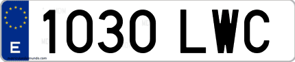 Ejemplo de matrícula de coche ordinaria 1030 LWC