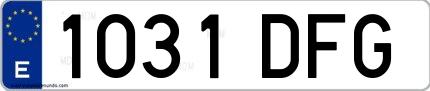 Ejemplo de matrícula española 1031 DFG