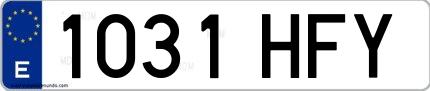 Ejemplo de matrícula española 1031 HFY