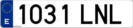 Ejemplo de matrícula española 1031 LNL