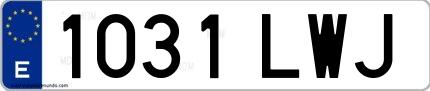 Ejemplo de matrícula española 1031 LWJ